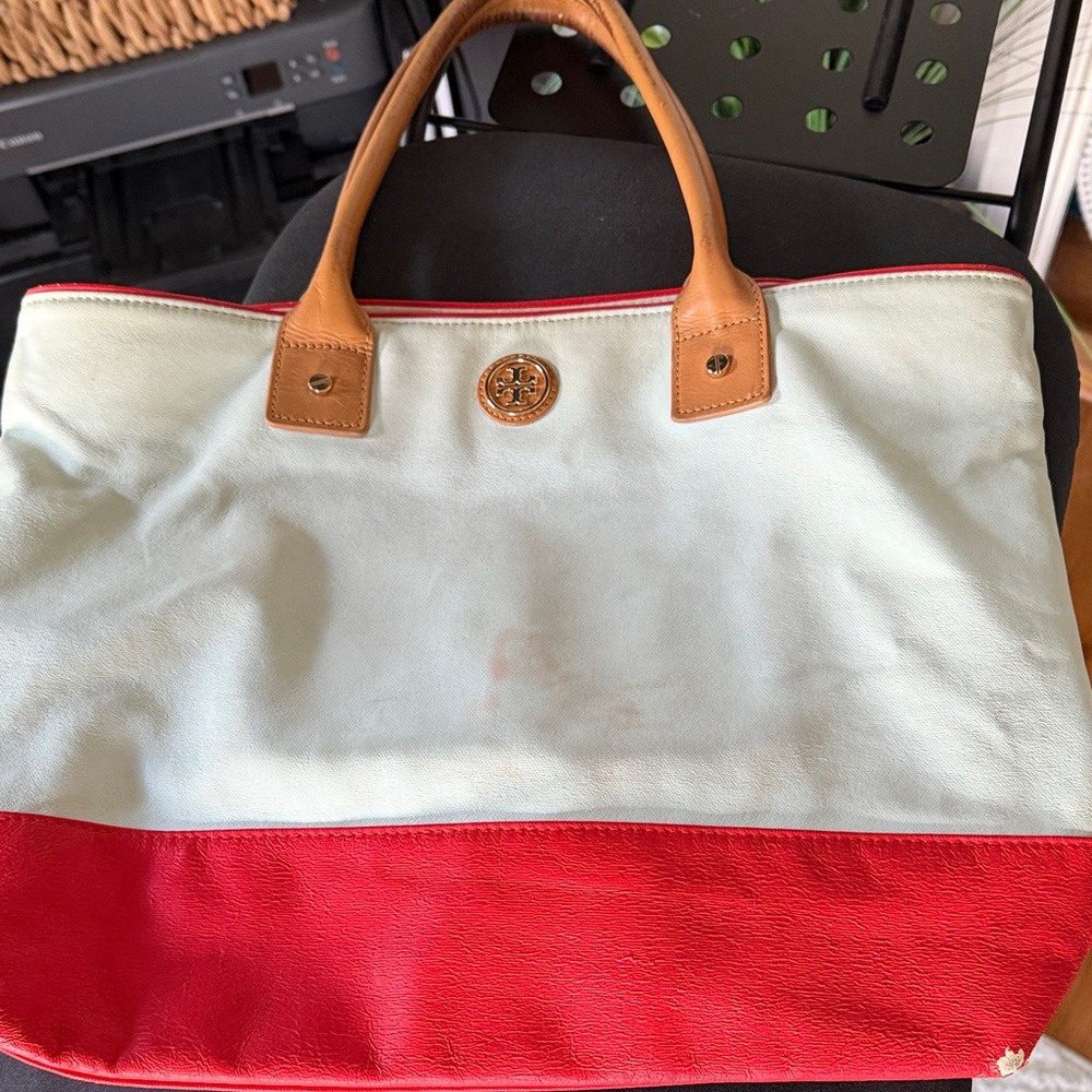 Tory Burch Red and Blue Tote
